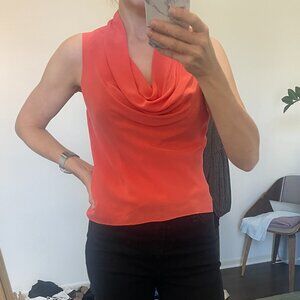 Pink Silk Sleeveless Shirt